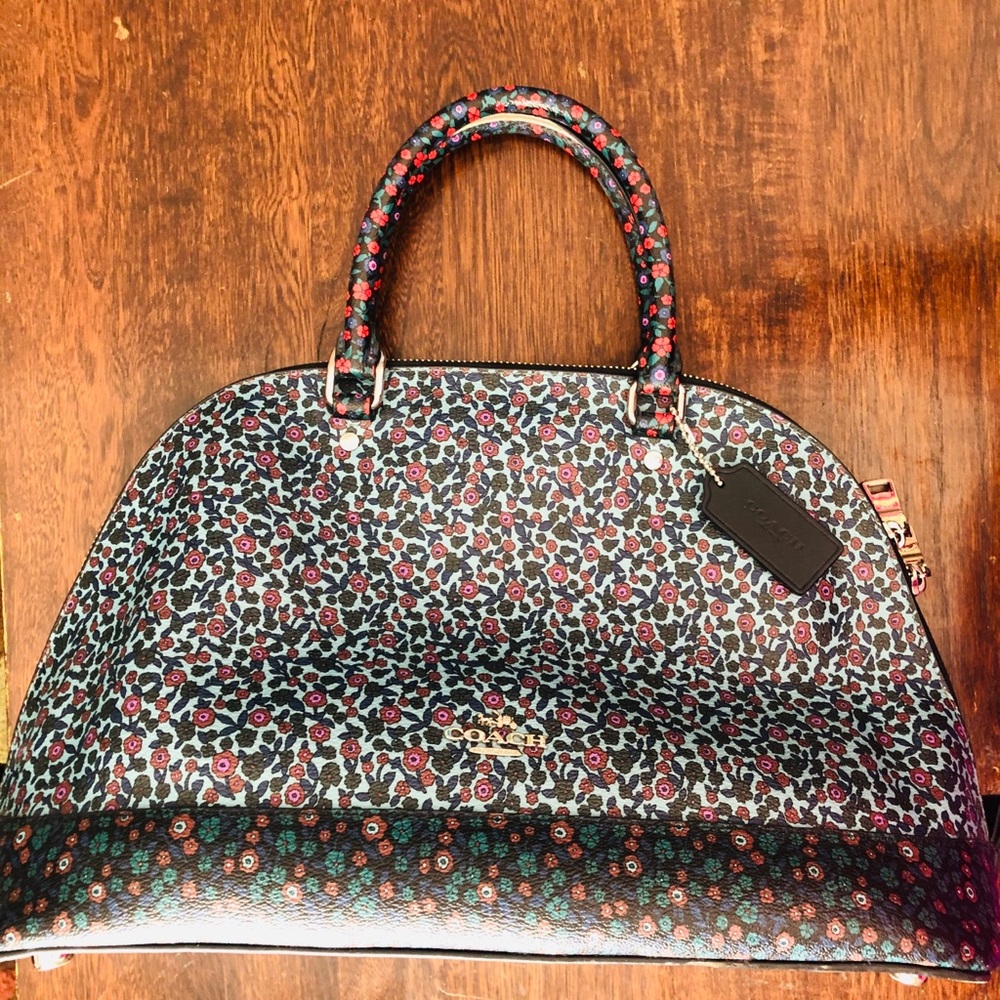 COACH SIERRA SATCHEL RANCH FLORAL BLUE MIX F59447